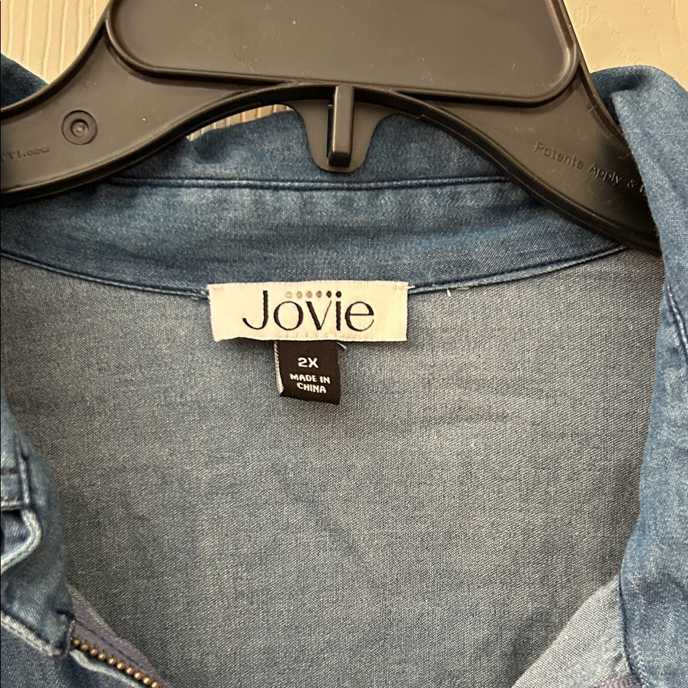 Blue Denim Ruffle Zip-Front Jacket - Picture 2 of 7